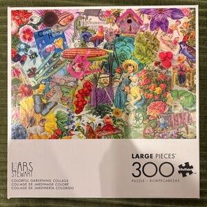 Buffalo Lars Stewart Colorful Gardening Collage 300 Pc Large Piece Jigsaw Puzzle
